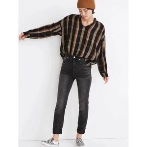 Madewell The High-Rise Slim Boyjean in Washed Black Lunar Denim Jeans | Size 25P